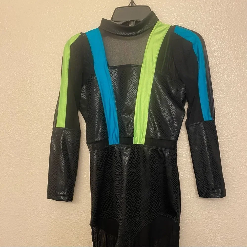 Revolution Dance black neon unitard costume ELECTRIC TOUCH RC22775 LC child